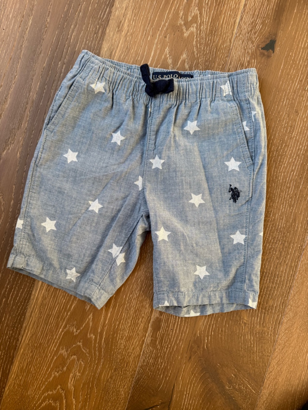 U.S. Polo Assn. Light Blue Chambray Shorts with Navy Logo Tag